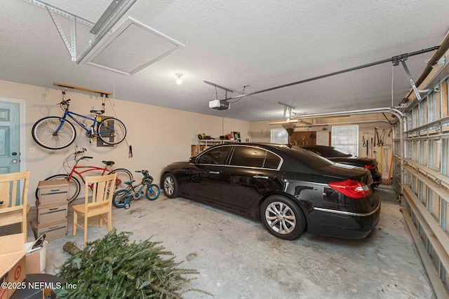 garage with a garage door opener