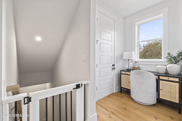 office with light hardwood / wood-style floors