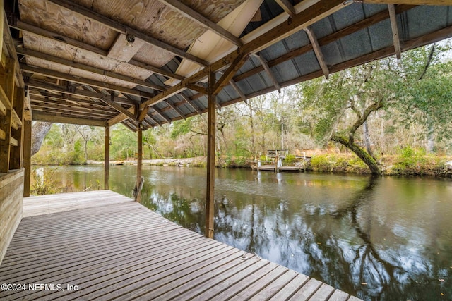 view of dock featuring a water view