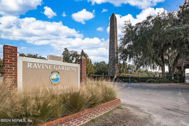 view of community sign