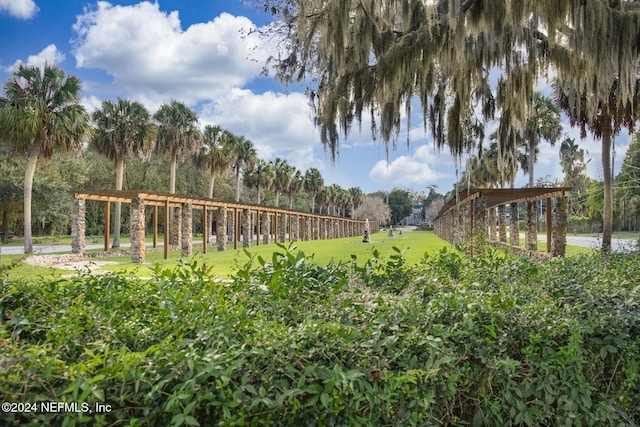 view of community featuring a yard