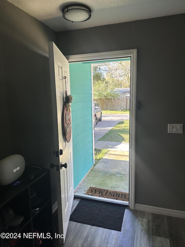 foyer with hardwood / wood-style flooring