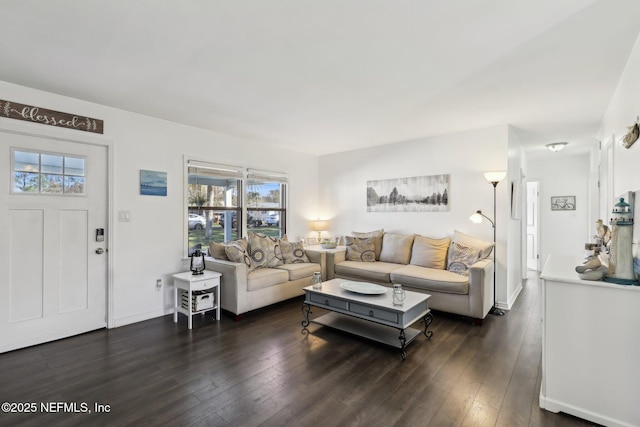 living room featuring dark hardwood / wood-style flooring