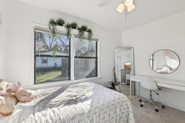 bedroom featuring ceiling fan