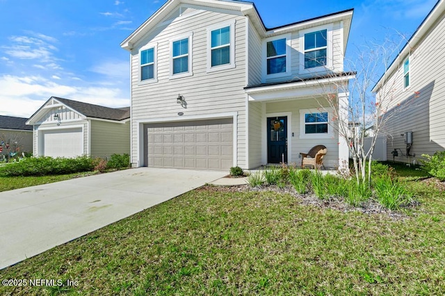 view of property with a garage