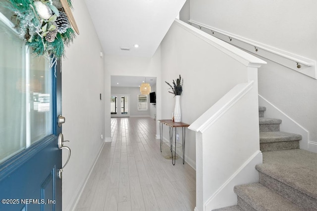 entryway with light wood-type flooring