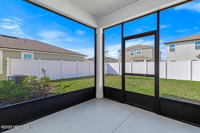 view of unfurnished sunroom