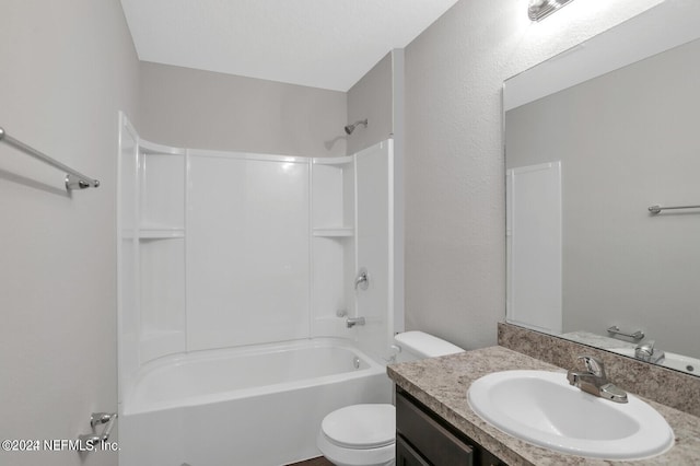 full bathroom with vanity, shower / bathing tub combination, and toilet