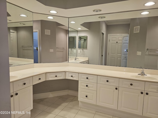 bathroom with vanity and tile patterned floors