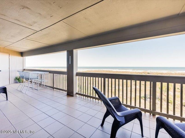 exterior space with a view of the beach and a water view