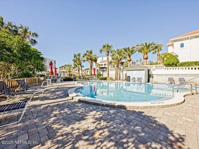 view of pool featuring a patio area