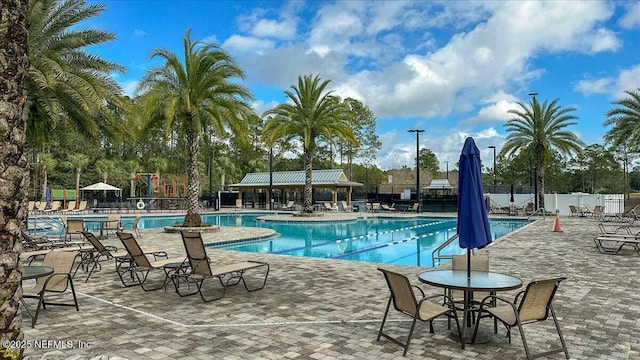 view of pool featuring a patio area