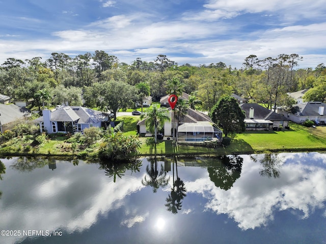 bird's eye view featuring a water view