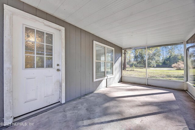 view of unfurnished sunroom