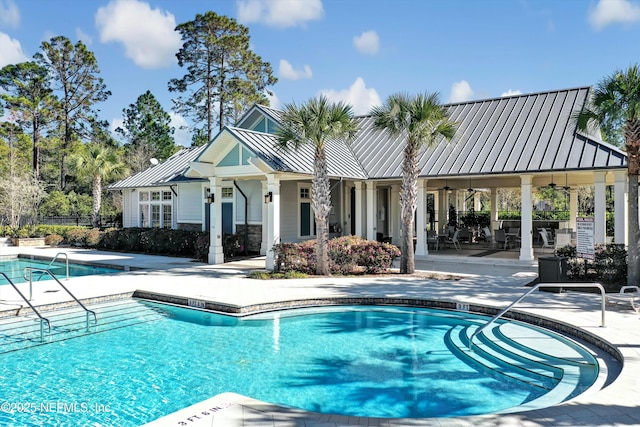 view of pool featuring a patio