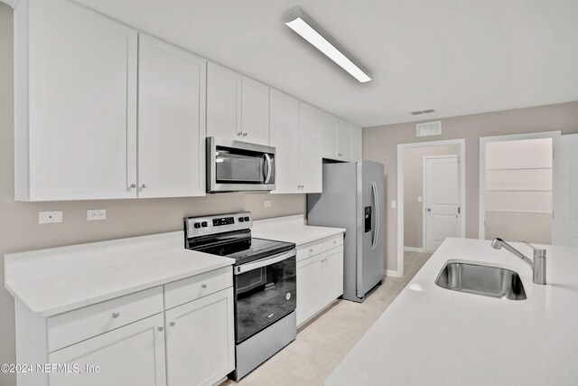 kitchen featuring white cabinetry, sink, and stainless steel appliances