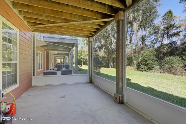 view of unfurnished sunroom