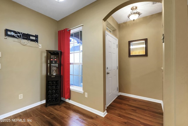 foyer with dark wood-type flooring