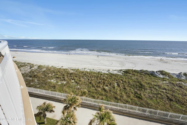 view of water feature featuring a view of the beach