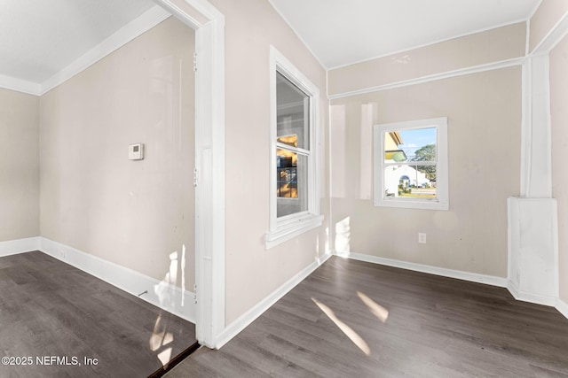 interior space with dark hardwood / wood-style flooring