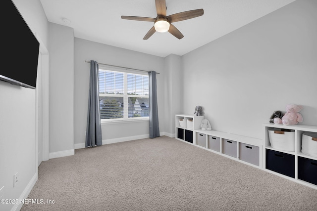 interior space featuring ceiling fan