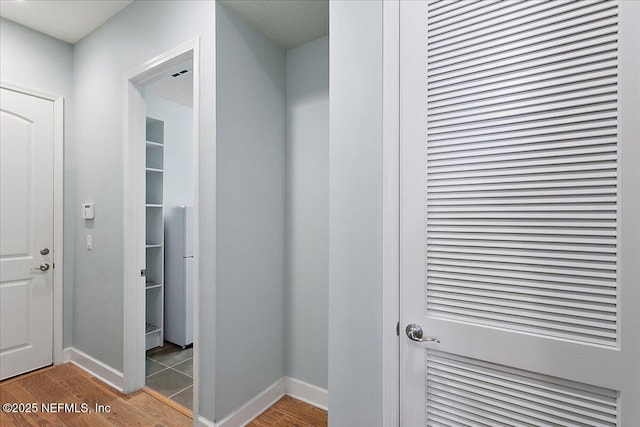 hallway featuring wood-type flooring