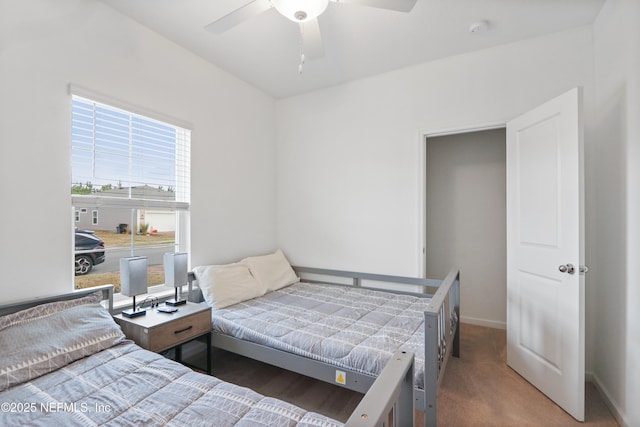 bedroom featuring ceiling fan