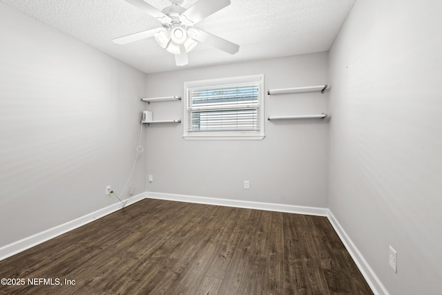 unfurnished room featuring hardwood / wood-style floors, a textured ceiling, and ceiling fan