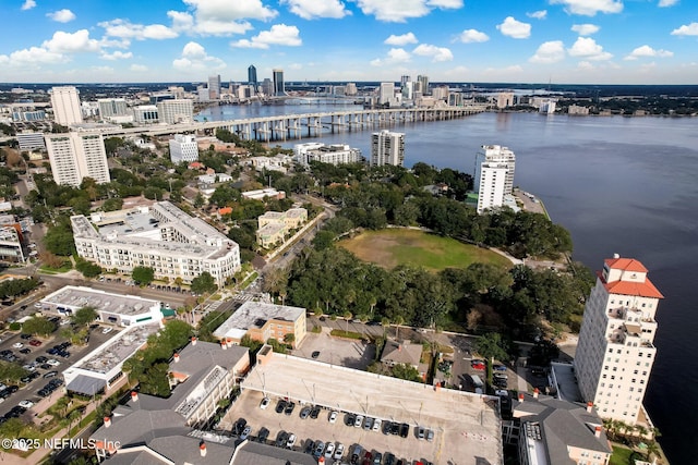 bird's eye view featuring a water view