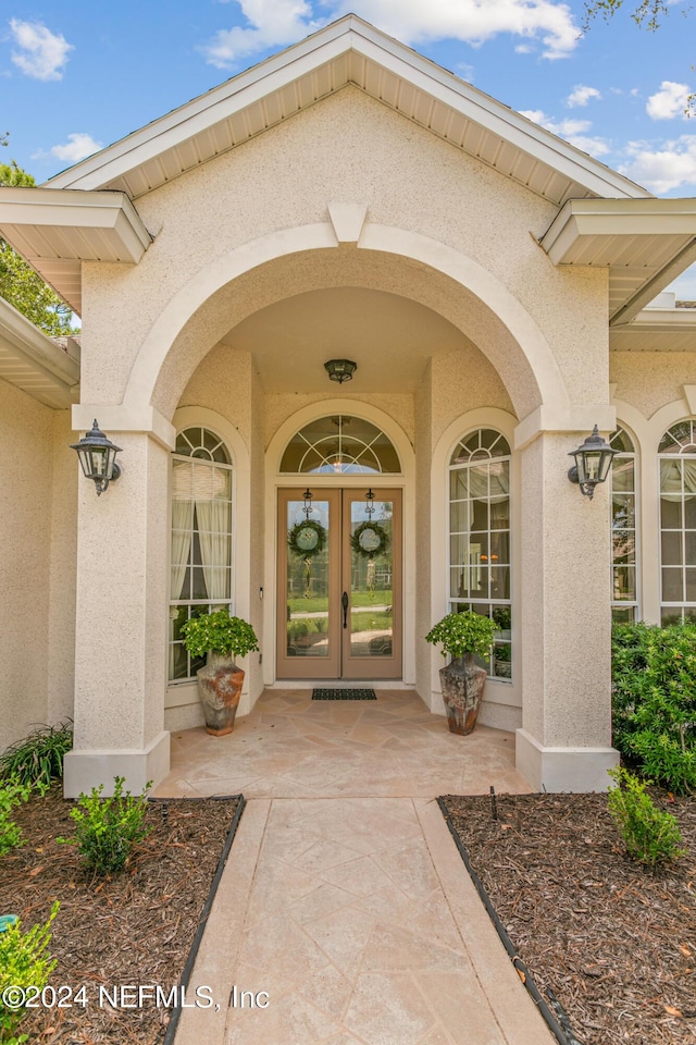 property entrance with french doors