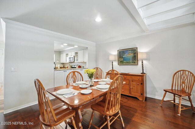 43 Little Bay Harbor Dr, Ponte Vedra Beach, FL 32082 - dining area featuring dark wood finished floors, baseboards, recessed lighting, and crown molding