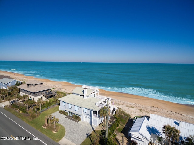 property view of water featuring a beach view