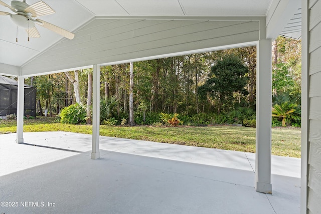 view of patio / terrace featuring ceiling fan