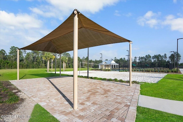 view of patio / terrace with volleyball court