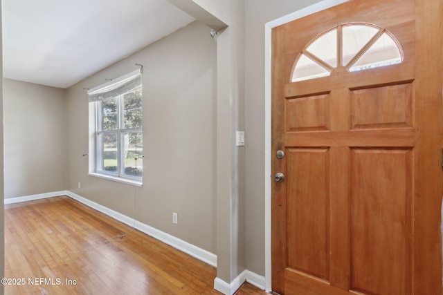 foyer entrance with hardwood / wood-style floors