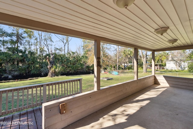 view of unfurnished sunroom