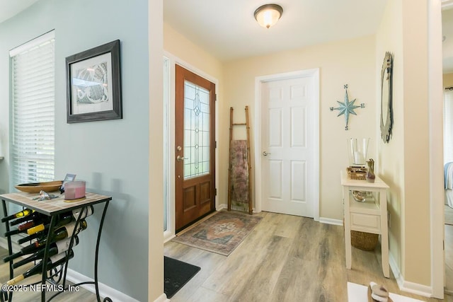 entrance foyer with light hardwood / wood-style floors