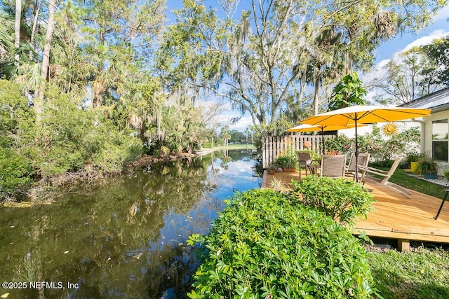 dock area featuring a water view