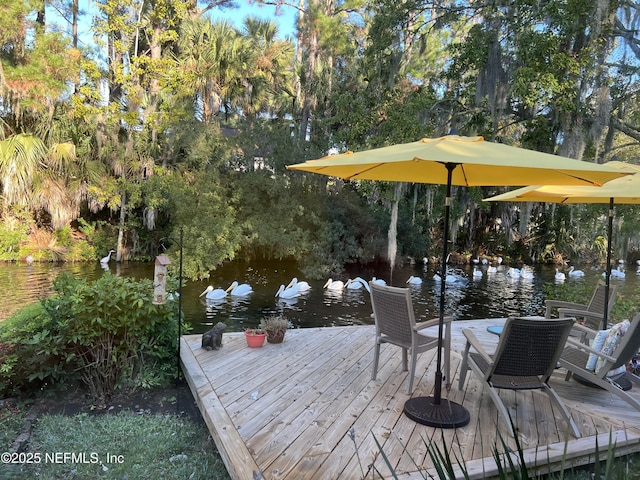 deck with a water view