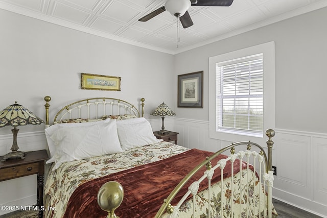 bedroom featuring ceiling fan and wood-type flooring