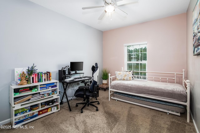 95220 Snapdragon Dr, Fernandina Beach, FL 32034 - bedroom featuring baseboards, ceiling fan, and carpet flooring