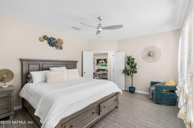 bedroom featuring ceiling fan