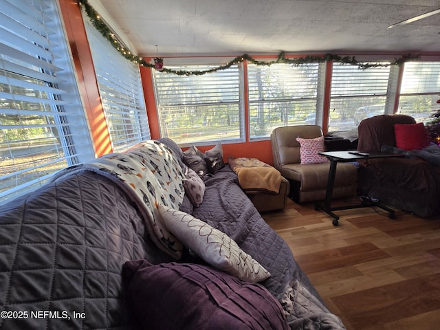 living room with hardwood / wood-style floors