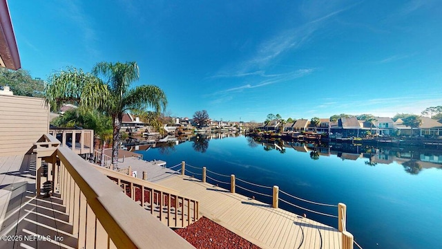 view of dock featuring a water view