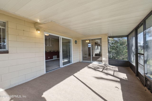 view of unfurnished sunroom