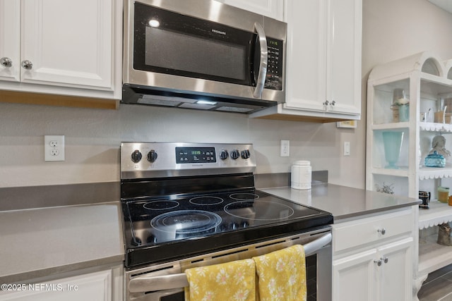 kitchen with white cabinetry and stainless steel appliances