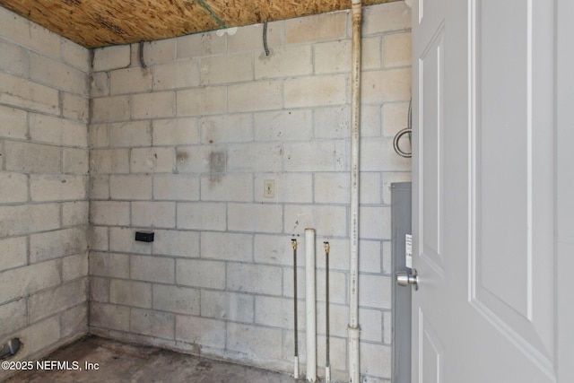 basement featuring concrete block wall