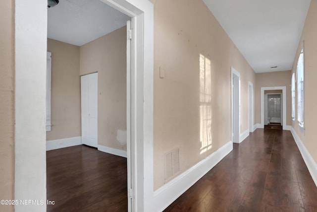 hall with dark hardwood / wood-style floors