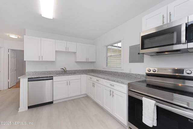 kitchen featuring white cabinetry, sink, and appliances with stainless steel finishes