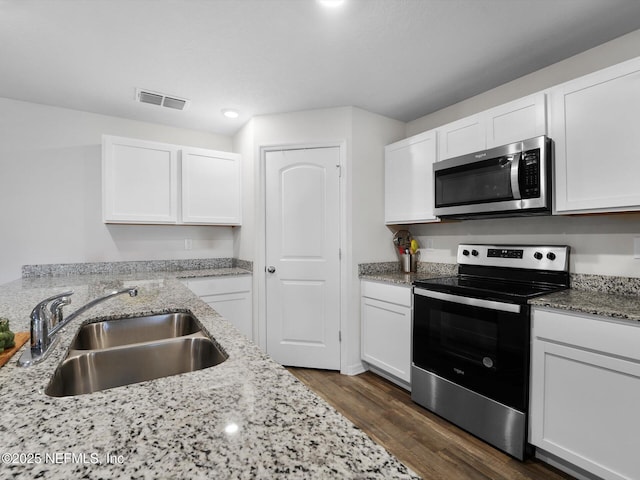 kitchen with white cabinets, sink, and appliances with stainless steel finishes